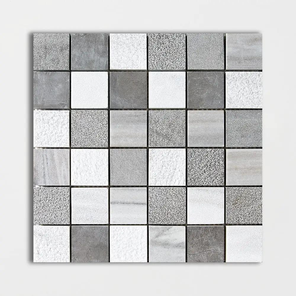 Silver Sky&amp;gray Fousanna Textured 2x2 Marble Mosaics 12x12