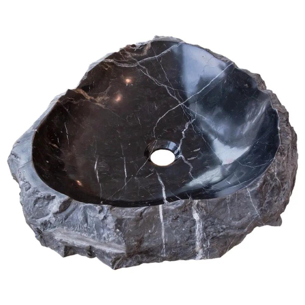 Handcrafted Black Marble Vessel Sink Natural Stone Bathroom Basin