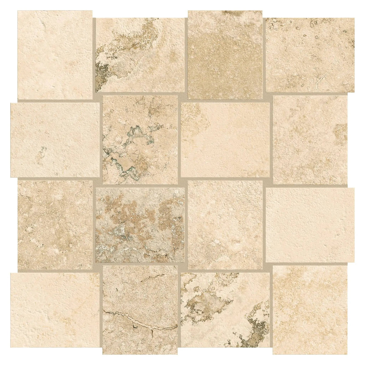 Trail Cross Cut Country Classic Mosaic B Travertine Look Porcelain Mosaics 12x12
