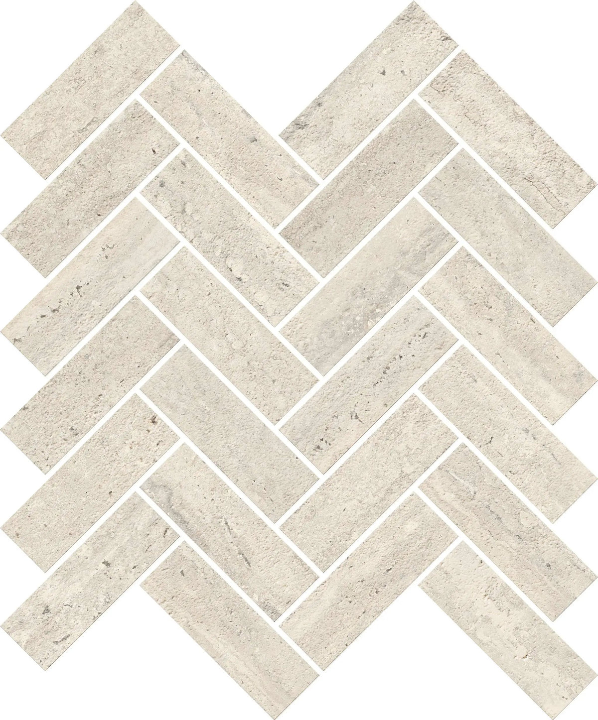 Trail Vein Cut Pearl Herringbone Travertine Look Porcelain Mosaics 12x12